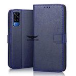 SHINESTAR PU Leather Flip Wallet Phone Case with Inside TPU Shockproof Back Cover Case for Vivo Y51 - (Ultimate Blue)