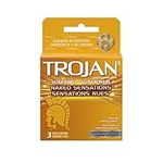 TROJAN Naked Sensations Ultra Ribbed Lubricated Latex Condoms, 3 Count