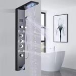Shower Panel Stainless Steel 304 Grade 6 in 1 Thermostatic System With LED Rainfall Shower | Hot & Cold Water Adjustable | Hand Shower | Body Mist Spray | Water Spout | Shower Panel For Bathroom