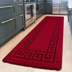 PHP Hallway Runner - Waterproof Non Slip Gel Backing Washable Carpet Runner 80 X 150 cm, Red Long Door Mats, Kitchen Rugs