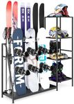 Garvee Ski Storage Rack, Heavy Duty Steel Ski Holder for Garage Basement Home, Multipurpose Floor Stand Ski Equipment Organizer for Ski Poles, Goggles, Helmet & More, 48L×11.8W×46H, Black