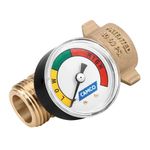 Camco Brass Water Pressure Regulator with Gauge- Helps Protect RV Plumbing and Hoses from High-Pressure City Water - Easy Read Gauge (40064)