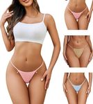 Avidlove G String Thongs for Women Cheeky Breathable Underwear Sexy No Show Panties 3 Pack Pink+Nude+Blue S