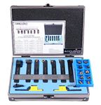 Accusize Industrial Tools 7 Pieces/Set 1/2'' Indexable Carbide Turning Tool Set with 10 Extra Carbide Inserts in Fitted Box, 2387-2004plus