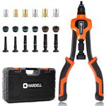 HARDELL 14" Rivet Nut Tool Kit, Hand Rivet Tool with 80Pcs Rivet Nuts and 6 Metric & Inch Mandrels M6 M8 M10, 1/4-20, 5/16-18, 3/8-16 and Rugged Carrying Case