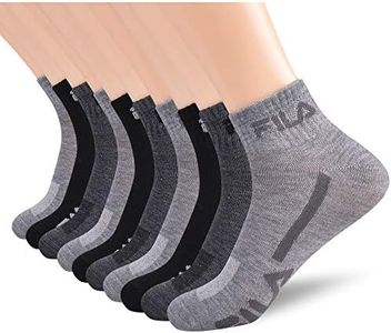 Fila Men's Racing Striped Quarter Ankle Socks, Mens Athletic Socks, 10 Pack, Grey Multi (10 Pack), One Size