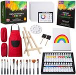 RISEBRITE Painting Kit for Kids Age 8-12 - Deluxe Acrylic Kid Paint Set Art Kits - includes 62 Pieces of Art Supplies Non Toxic Paint, Tabletop Easel, Paint Brushes, Canvas, Painting Pad