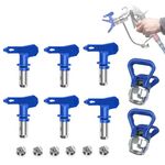 6Pcs Reversible Airless Paint Sprayer Nozzle Tips, (211, 315, 417, 517, 515, 523), Airless Paint Sprayer Nozzle Tips Guard Spraying Machine Parts for Homes Buildings Garden Decks, Blue (A)