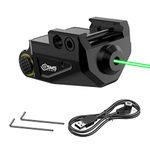 Updated Mini Green Dot Laser Sight for Pistol Adjustable Picatinny Rail Gun Rifle Pistol Shot Airsoft Hunting Accessory, Aluminum Shell, USB Magnetic Charging, Designed in Colorado