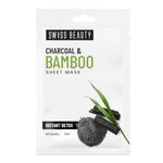 Swiss Beauty Charcoal & Bamboo Instant Detox Sheet Mask| Serum- infused sheet mask | Unclogs pores, Balances excess oil | 20ml