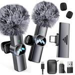 MLZTINGR Wireless Lavalier Microphone - 2 Pack microphone iphone Lapel Microphones for iPhone, iPad, Android, PC - phone Microphone with Storage, Mini Microphone for Vlog,Tiktok- 4x Sponge (Black)