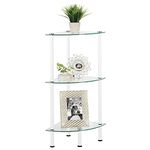 mDesign Modern Glass Corner 3-Tier Storage Organizer Tower Cabinet with Open Shelves - Household Furniture for Bathroom, Office, Bedroom, Living Room - Holds Books, Plants, Candles - White/Clear