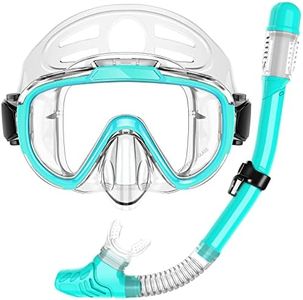 Zipoute Snorkel Snorkel Set, Dry Top Snorkeling Gear for Adults, Panoramic Anti-Leak and Anti-Fog Tempered Glass Lens, Adults Adjustable Snorkeling Set, Scuba Diving Swimming Training Snorkel Kit