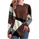 Women's Jumpers UK Ladies Casual Sweater Geometric Print Long Sleeve Tops Lightwight Ribbed Knit Tunic Pullover Shirts Baggy Sweatshirts Hoodies Elegant Plus Size Top 8-22 Sale