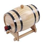 Wine Barrel, 1-5L Oak Aging Barrels Whiskey Barrel Pine Barrel with Valve Stand Oak Barrel for Bulk Beer, Rum, Tequila, Blend More Flavor Bourbon Barrel Home Bar Decoration (3L)