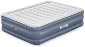 Bestway Tritech, Sized 20" Thick Durable Comfortable Air Mattress Pad for Portable Relaxation with Built-In AC Pump and Storage Bag, Queen