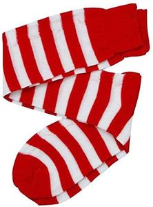 Forum Novelties Women's Novelty Striped Knee Socks, White/Red, One Size