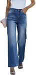 luvamia Wide Leg Jeans for Women High Waisted Baggy 90S Jeans Distressed Stretchy Denim Pants Trendy, Lapis Loft Blue, 8