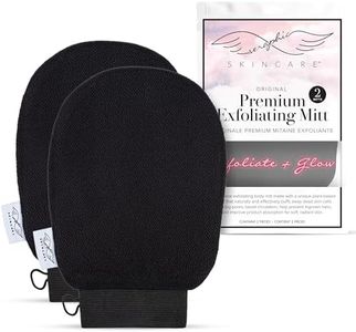 Seraphic Skincare (Original) Premium Exfoliating Mitt for Body (2pc) – 100% Vegan Viscose Traditional Body Scrub Glove Kessa Korean Washcloth – Body Exfoliator for Self-Tan Removal & Keratosis Pilaris