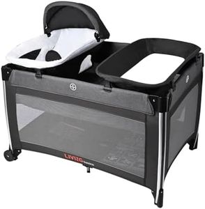 LIVINGbasics 4-in-1 Foldable Baby Playard, Baby Bassinet with Changing Table