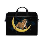 Moyyo Pug Dog On Stars Moon1 Laptop Bag Laptop Case with 3 Compartment Shoulder Strap Handle Canvas Computer Bag Personalised for Women Men Kids Girls Boys 15 inch