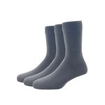 Van Heusen Mens Cotton Full Length Socks (Pack of 3) Dark Grey