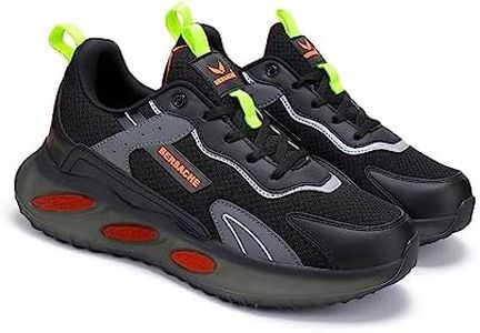 Bersache Lightweight Sports Running Walking Gym Sneakers Trekking Hiking Lace Up Shoes For Men Black - 8 Uk