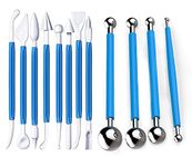 DIY Cake Tools,12 Pcs Tools Set Metal Ball Fondant Cake Decorating Tools and Plastic Modeling Fondant Tools Polymer Clay&Gumpaste Decorating Modeling Tools Set