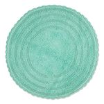 DII Crochet Collection Reversible Bath Mat, Round, 27.5" Diameter, Aqua