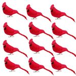 Nuxn 12pcs Artificial Red Cardinal Birds with Clip for Decoration Cardinal Clip On Christmas Tree Ornaments Simulation Foam Feather Love Birds for Craft Home Wedding Decoration