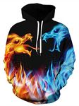 Sucor Mens Pullover 3D Printed Hoodies Galaxy Sweater Hooded Sweatshirt with Pocket (L/XL, Red and Blue)