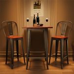 Qsun 3 Piece Bar Table and Chairs Set for 2, Dining Table Set for 2, Pub Table and Chairs with Footrest and Foot Pads for Kitchen, Restaurant, Pub Bar