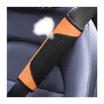 BESULEN Car Seat Belt Pads Cover, 2 Pack Leather Mesh Universal Seatbelt Shoulder Strap Protector, Soft Harness Pad Safety Belt Cover for Comfortable Driving, Car Interior Accessories (Orange)