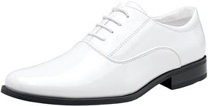 Jousen Mens Dress Shoes Formal Business Oxford Shoes for Men Tuxedo Dress Shoes for Men(AMY9060 White 10.5)