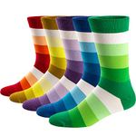 Ueither Men's Fun Dress Socks Colorful Funky Patterned Cotton Crew Socks (Color 10 (5 Pairs),8-13.5)