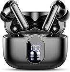 Wireless Earbuds, Bluetooth Headphones 5.4 HiFi Stereo, Wireless Earphones with ENC Noise Cancelling Mic, IP7 Waterproof in Ear Headphones, LED Digital Display Ear Buds, Touch Control, Black