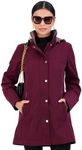 Jones NY Long Rain Jacket Women, Rain Coats Women, Cute Warm Womens Rain Jacket, Wine - XS