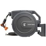 Giraffe Tools Retractable Garden Hose Reel 100ft x 1/2" with 9 Pattern Hose Nozzle, Wall Mounted Water Hose Reel Automatic Rewind with Any Length Lock and 180° Swivel Bracket