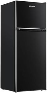 Upstreman 4.0 Cu.Ft. Double Door Refrigerator with Freezer, Mini Fridge for Office,Dorm, Bedroom,Adjustable Thermostat, Large Capacity,Black-BR401