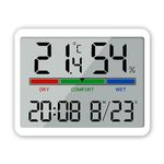 Digital Bathroom Clock Shower Timer with Alarm, Temperature Wall Clock Magnetic Design For Fridge Stand And Hanging Holes for Bathroom Kitchen Timer Clocks Thermometer Hygrometer(White)