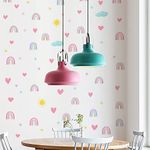 Rainbow Wall Decor Stickers 72 PCS Small Rainbow Wall Decal Watercolor Rainbow Heart Sun Star Wall Stickers for Girls Boys Baby Bedroom Nursery Wall Decor (Classic Style)