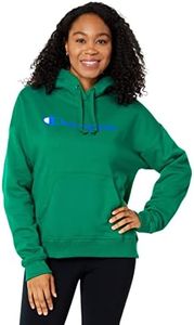 Champion Womens Powerblend Relaxed Hoodie, Sript Logo Hooded Sweatshirt, Emerald Night-y08113, X-Small US