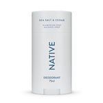 Native Deodorant Womens & Men - Alcohol & Aluminium Free - Salt & Cedar Scent - Naturally Derived with Shea Butter, Coconut Oil & Baking Soda - 72 Hour Odor Control (75ml)