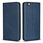 DENDICO Case for iPhone 6 / iPhone 6s, Classic Leather Wallet Case Flip Notebook Style Cover with Magnetic Closure, Card Holders, Stand Feature - Blue