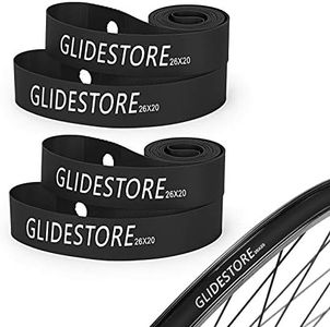 GLIDESTORE 4 Pack Bike Bicycle Rim Strip Rim Tape for Road Bike MTB Mountain Bike Tube Protector Wheel Liner (26" x 20mm) - Color Black