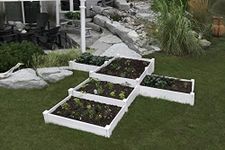 Vita Classic 135 inch x 84 inch Tiered Benefical Pollinator Garden, Five Garden Beds, Modular, PVC, White Vinyl, BPAS and Pthalate Free, VT17110