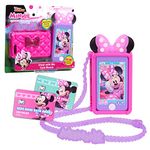 Disney Junior Minnie Mouse Chat with Me Cell Phone Set, Lights and Realistic Sounds, Includes Strap to Wear Like a Purse, Officially Licensed Kids Toys for Ages 3 Up, Gifts and Presents