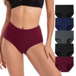 INNERSY Womens Underwear High Waisted Knickers Cotton Panties Ladies Pants Full Briefs Multipack 5 (18, Deep Winter)