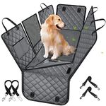 Yuntec Dog Car Hammock Pet Seat Cover for Back Seat, Bench Car Seat Cover Protector with Extra Cover & Zipper Mesh Window, Waterproof Anti-Scratch Reat Seat Cover for Most Cars SUVs Trucks - Grey