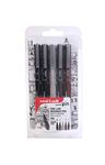 uni-PIN 5pc clampack set, Black Fine Line 0.5mm pen and 4 Brush Tip pens in assorted colours (Black/Sepia/Light grey/Dark grey)